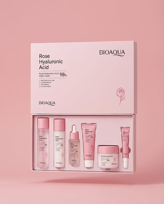 Kit Bioaqua Rose Hyaluronic Acid: Tu piel merece este ritual.